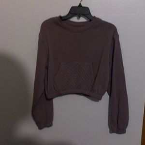 Purple, mock neck, long sleeve, cropped sweatshirt, size medium